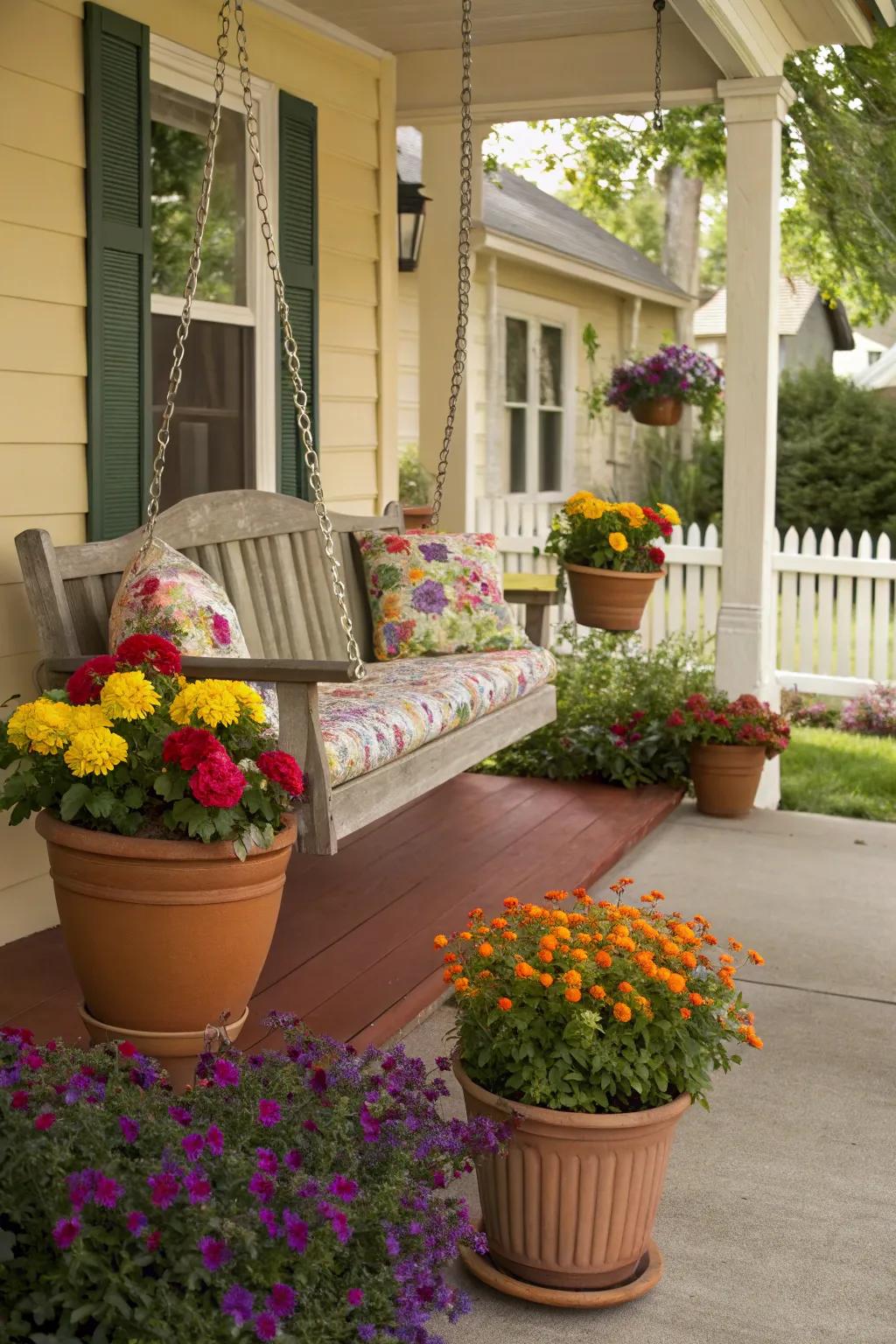 Colorful accents add personality to your porch.