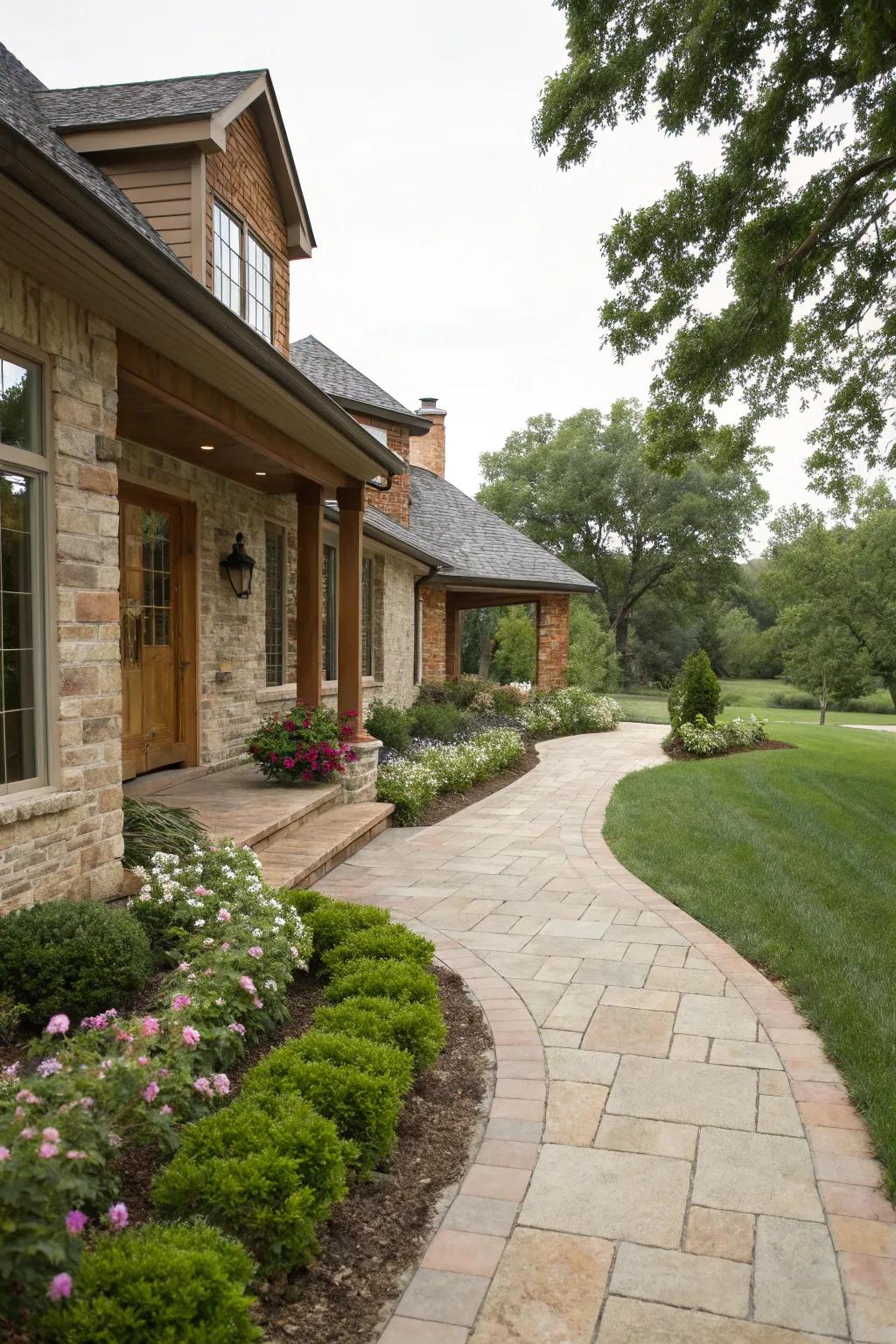 An inviting walkway leads to a welcoming ranch-style home