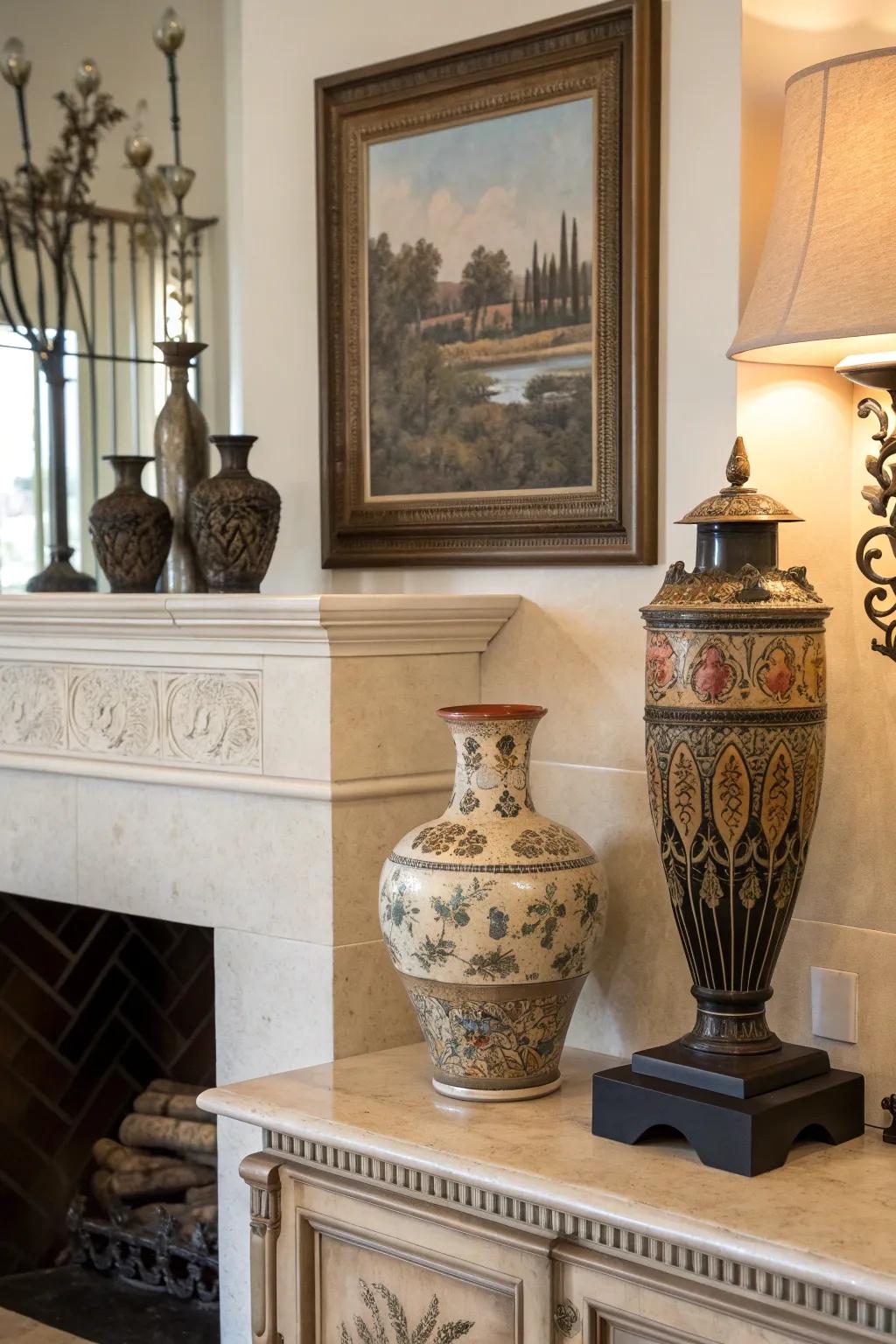 Elevate your fireplace with a blend of vintage charm and modern elegance.