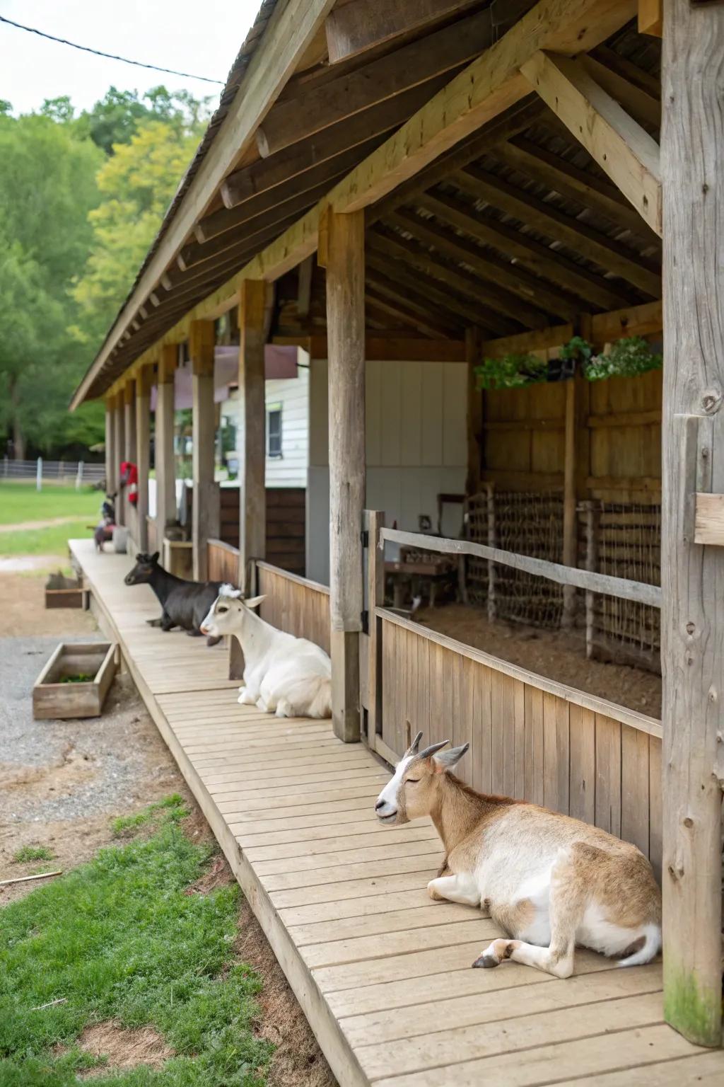 A welcoming covered deck offering shade and flair.