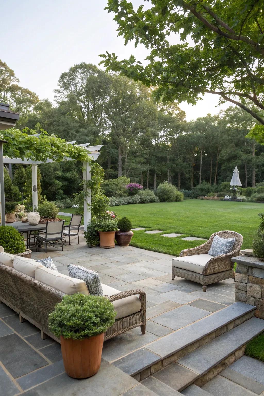 A finely made patio elevates your backyard's polish and functionality.