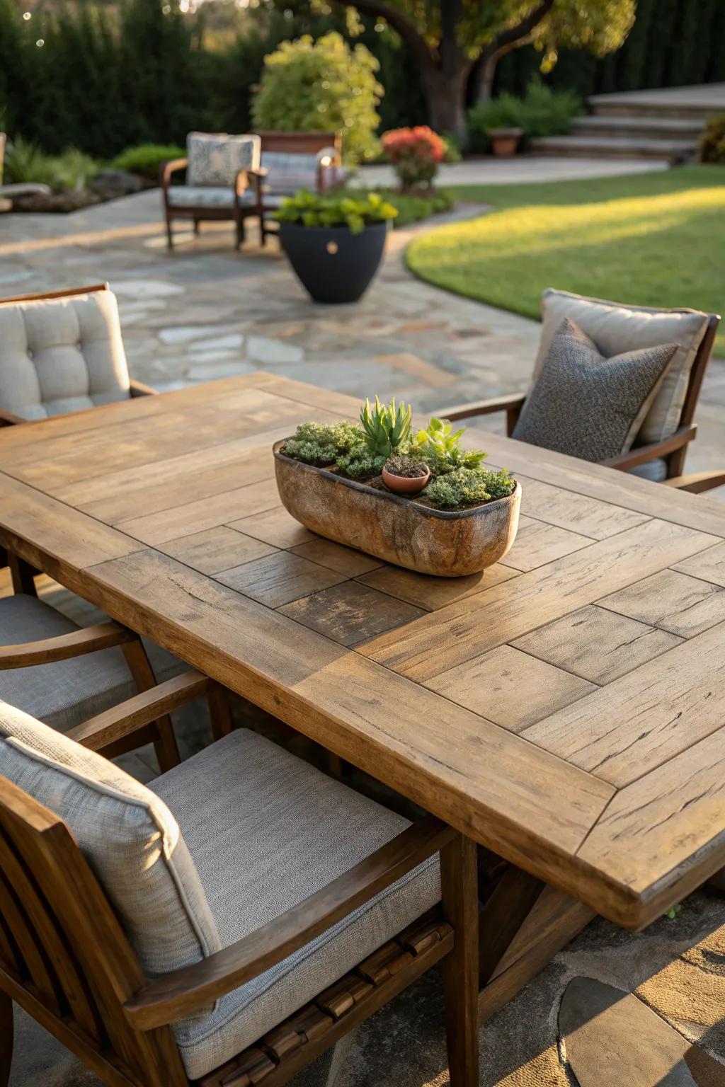 Elevate your backyard with a handcrafted patio oasis: where style meets serenity.