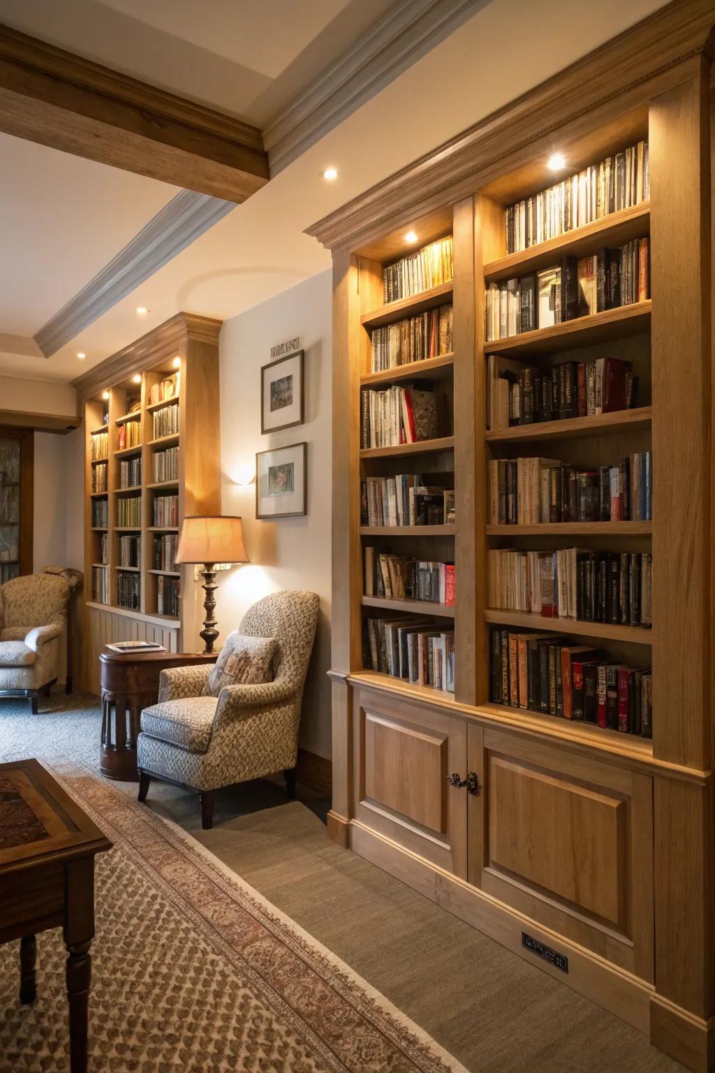 Employing recesses for an integrated book display.