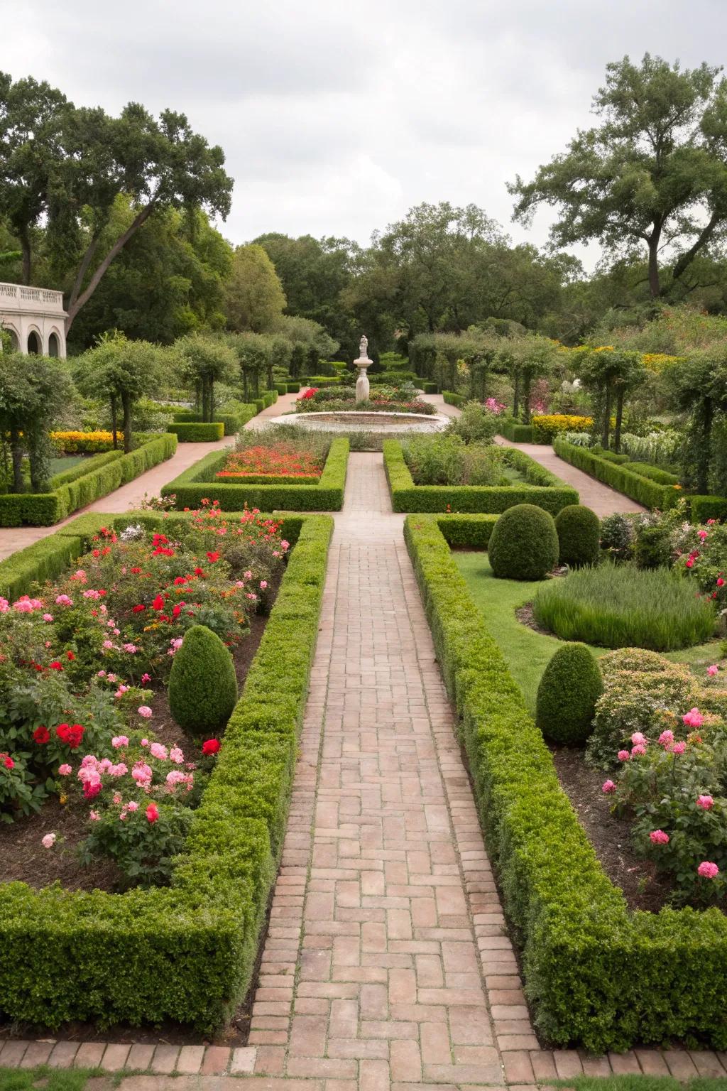 Symmetry adds elegance and balance to garden spaces.