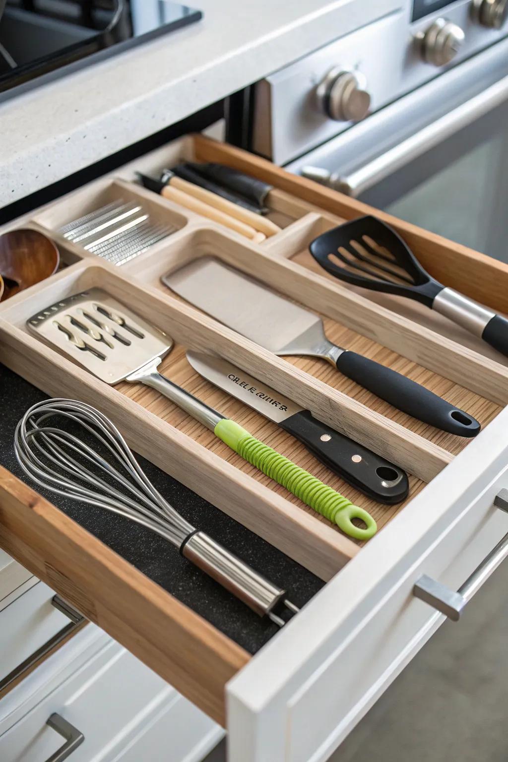 Custom inserts offering a tailored fit for utensils.