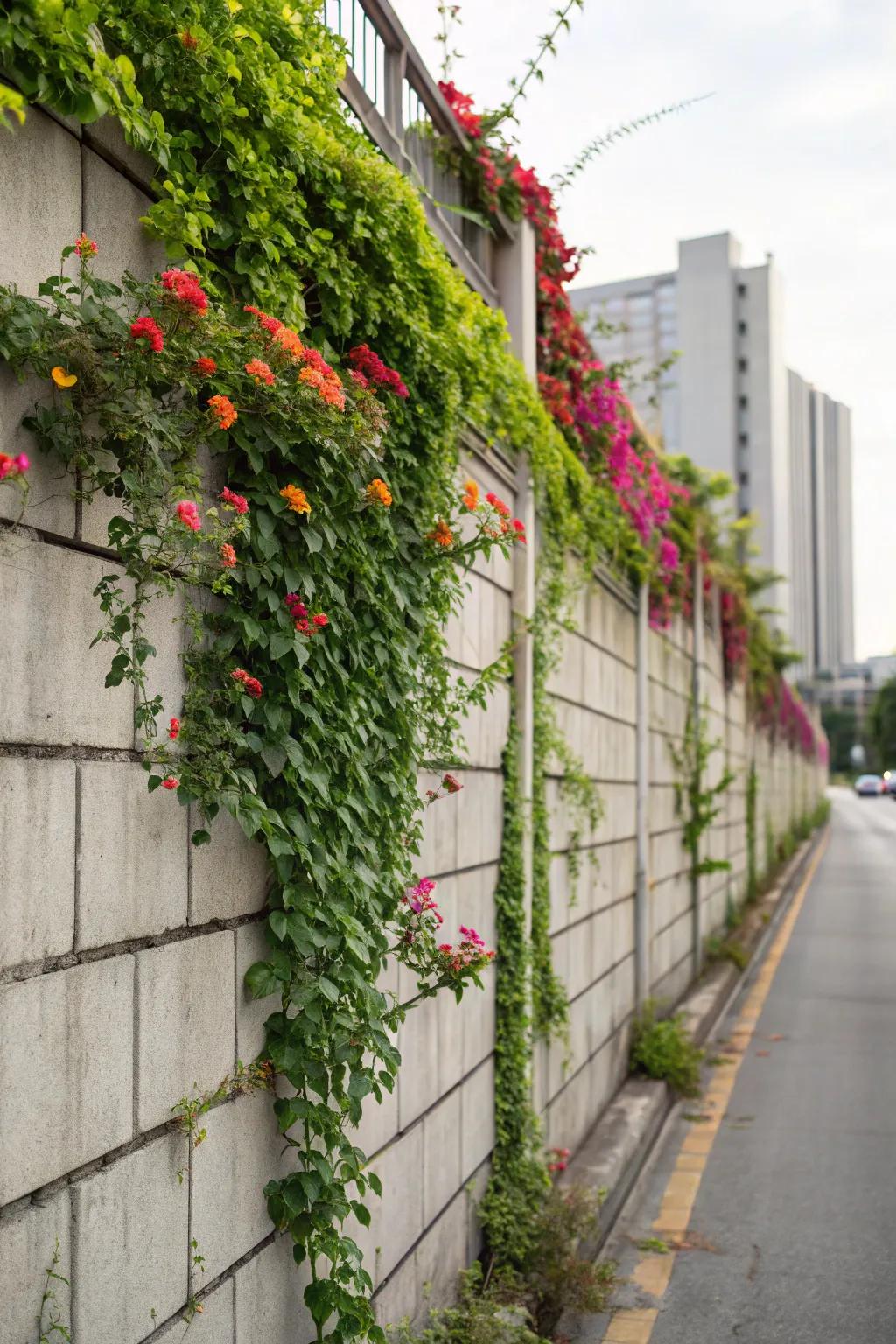 Climbing plants add a charming touch to your wall.