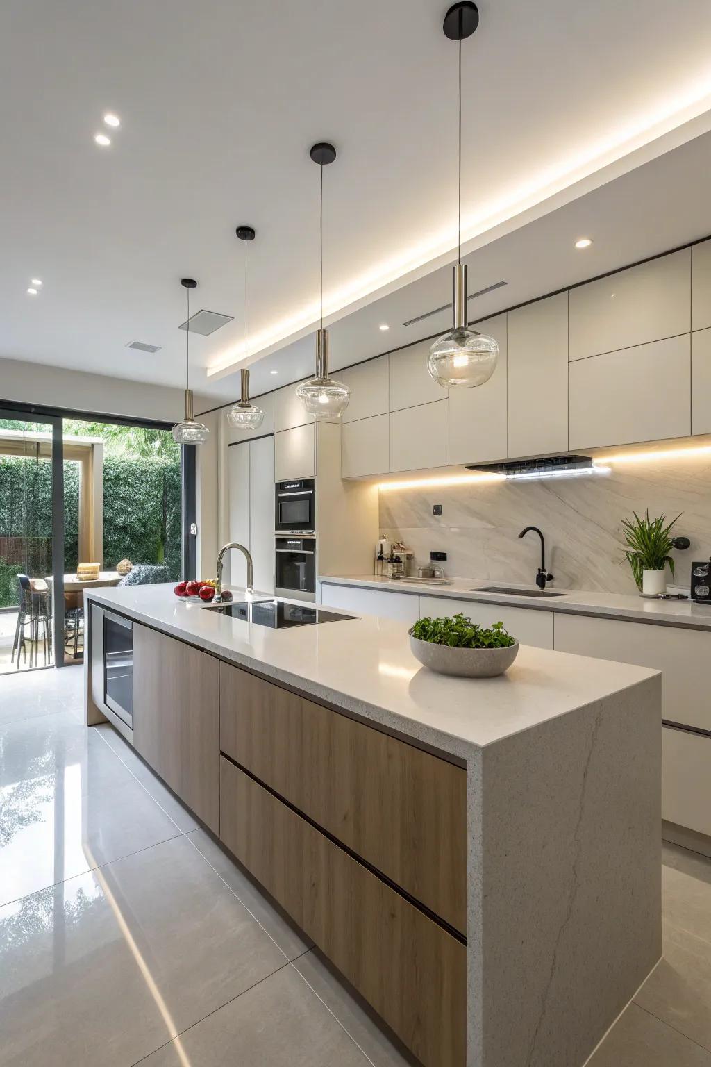 Unified material surfaces provide a tidy and contemporary look, perfect for seamless designs.