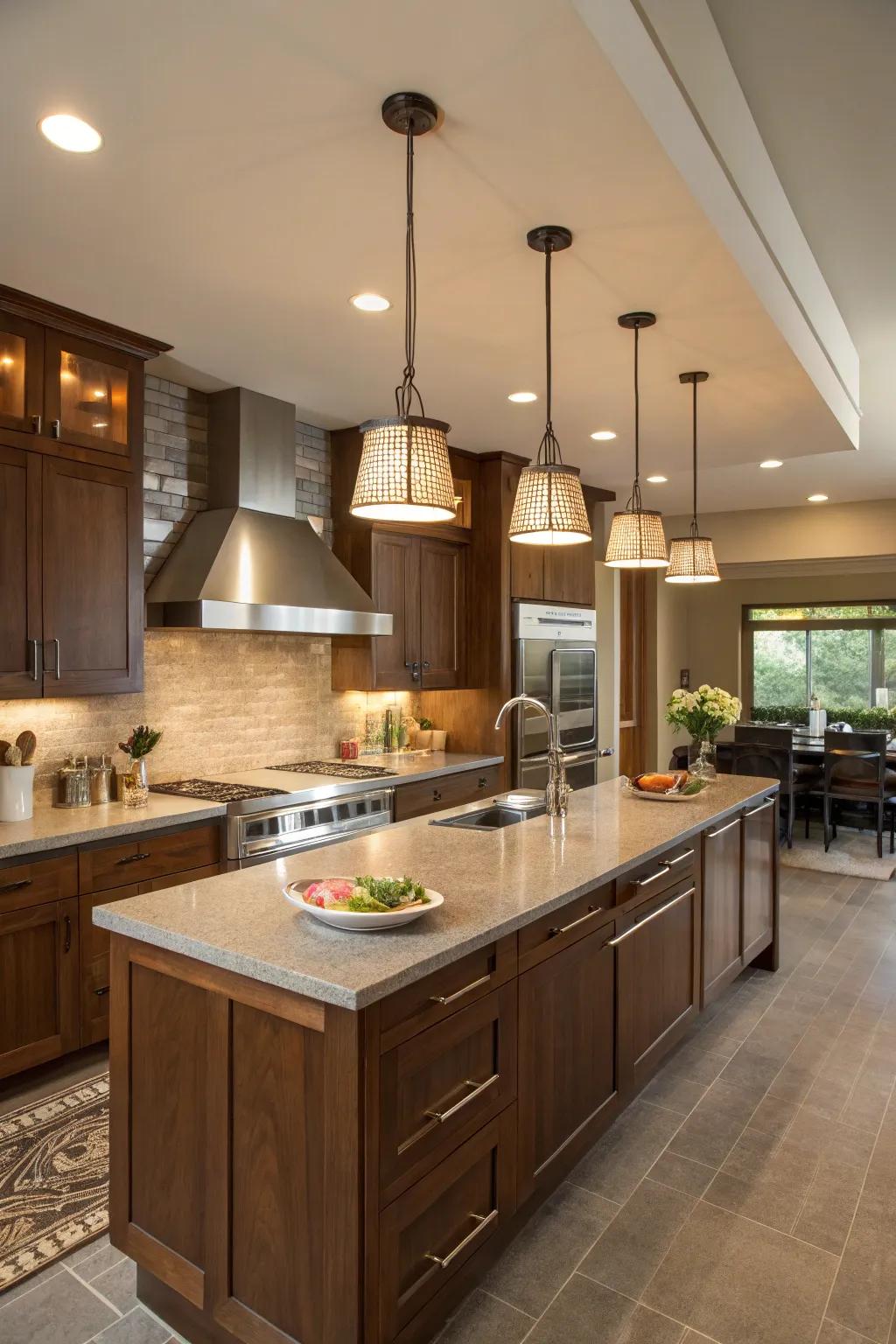 Pendant lights add charm and functionality to your kitchen island.