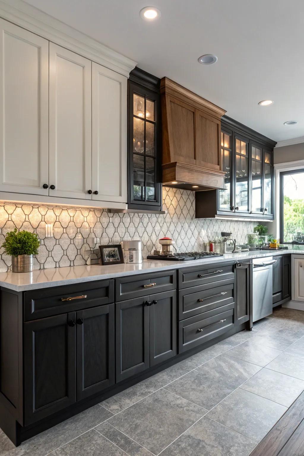 Dual-tone cabinets infuse nuance and contrast into your kitchen space.