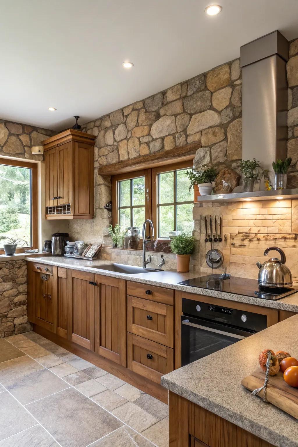 A kitchen displaying a mix of materials for amplified texture.