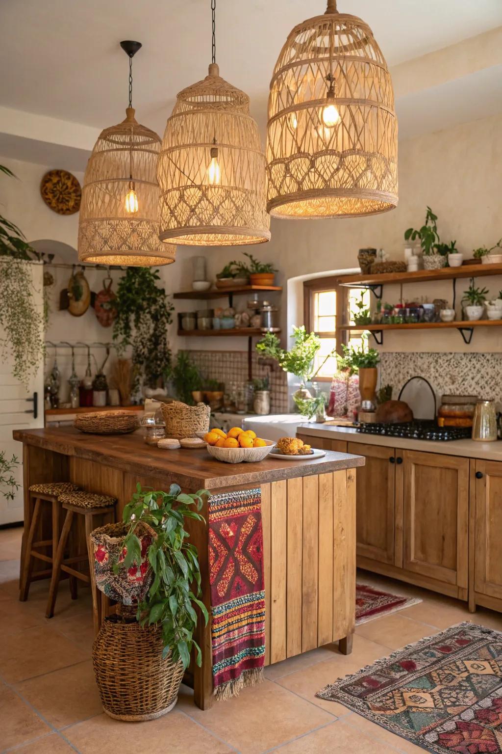 Braided chandeliers for a natural element.