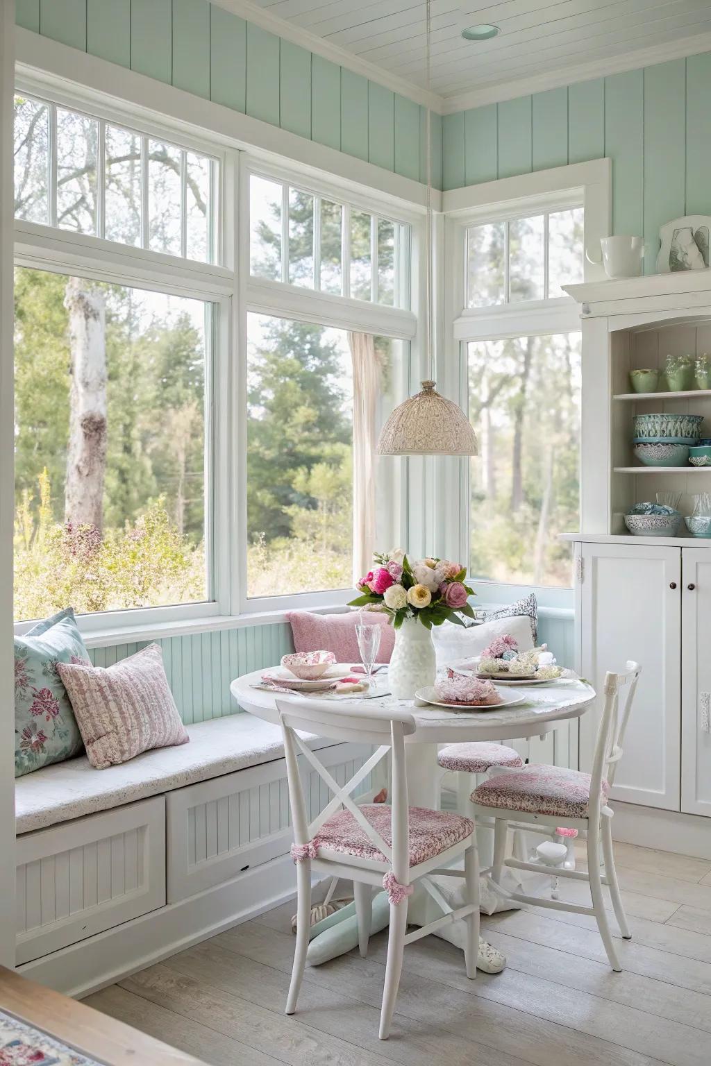 Light shades and natural light create a welcoming atmosphere.