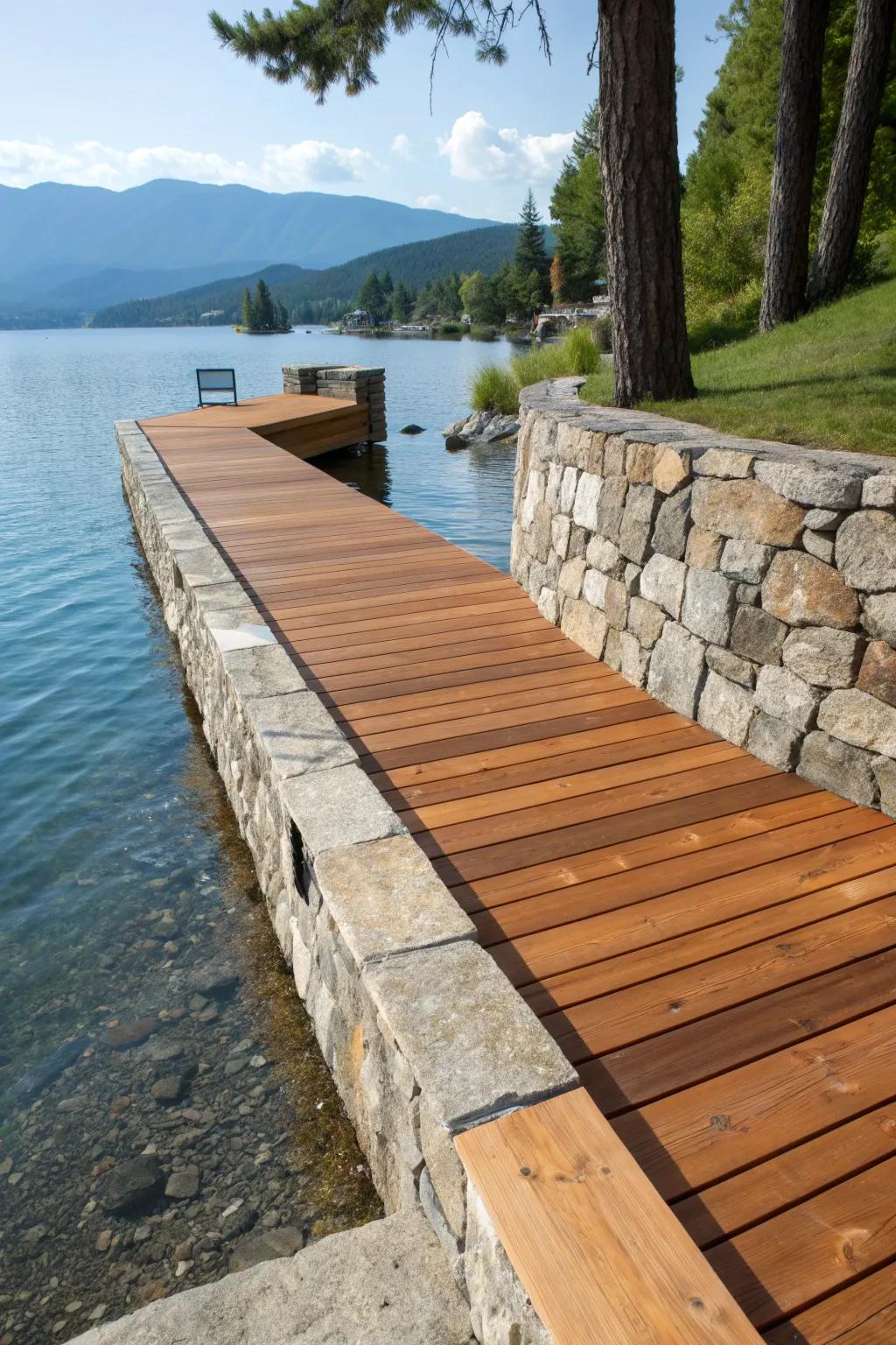 Seamless elegance: A handcrafted dock merging with nature's beauty.