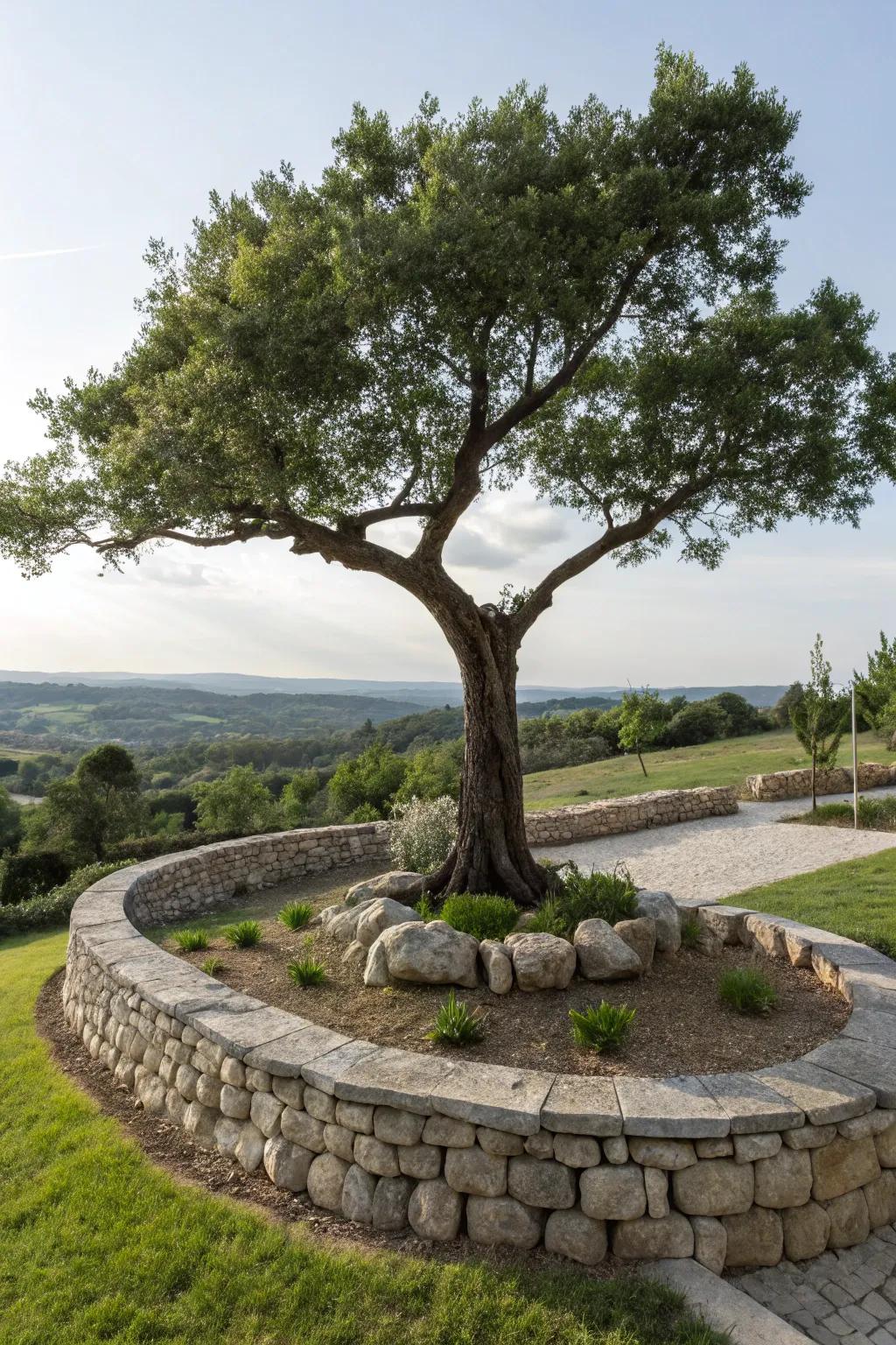 Elevated borders augment the charm of any tree landscape.