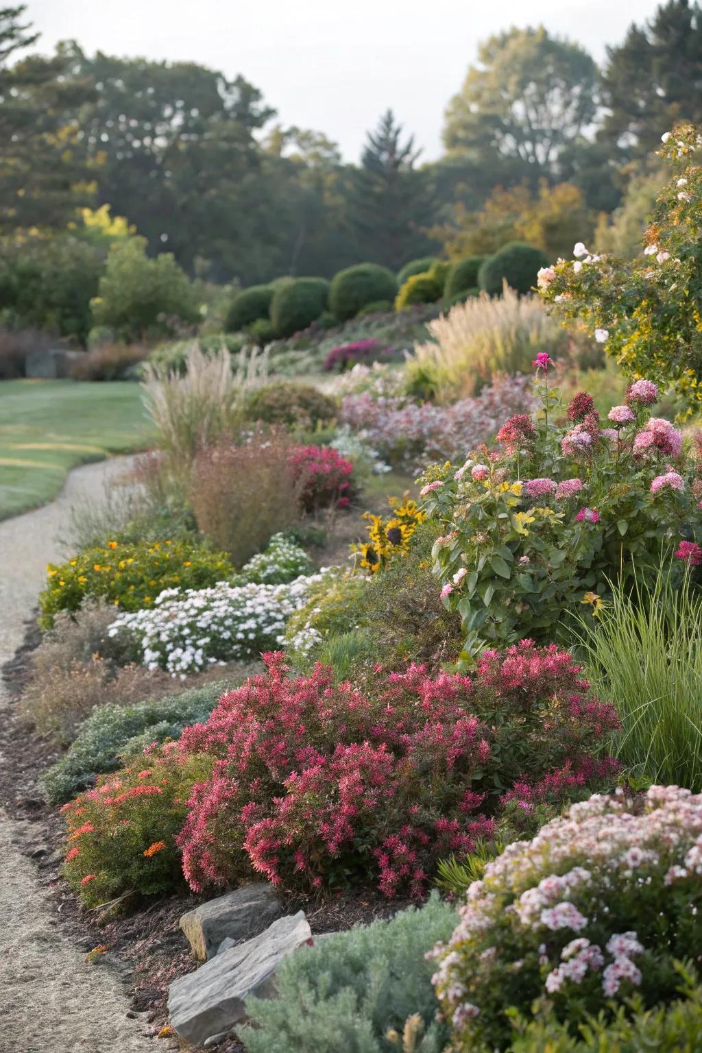 Mix Indian hawthorn with other shrubs for a vibrant garden.