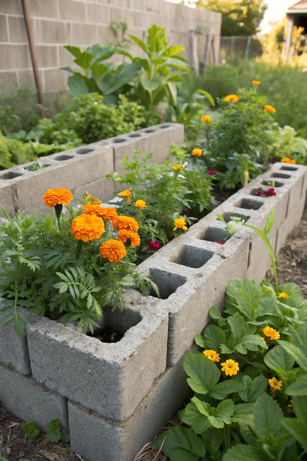 Breeze blocks offer both practicality and creative potential for elevated gardens.
