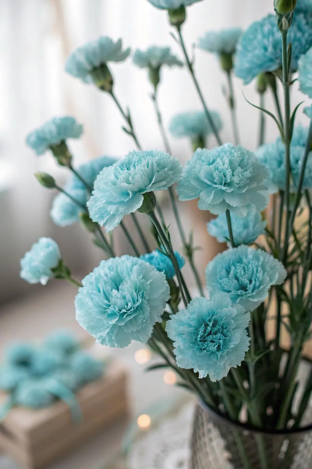 Texture and fascination featuring ruffled soft azure pinks.