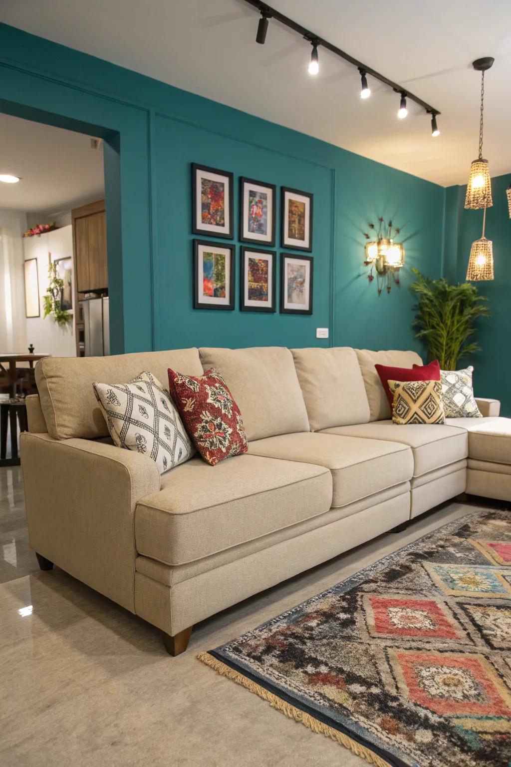 A striking feature wall can make your sectional sofa truly stand out.