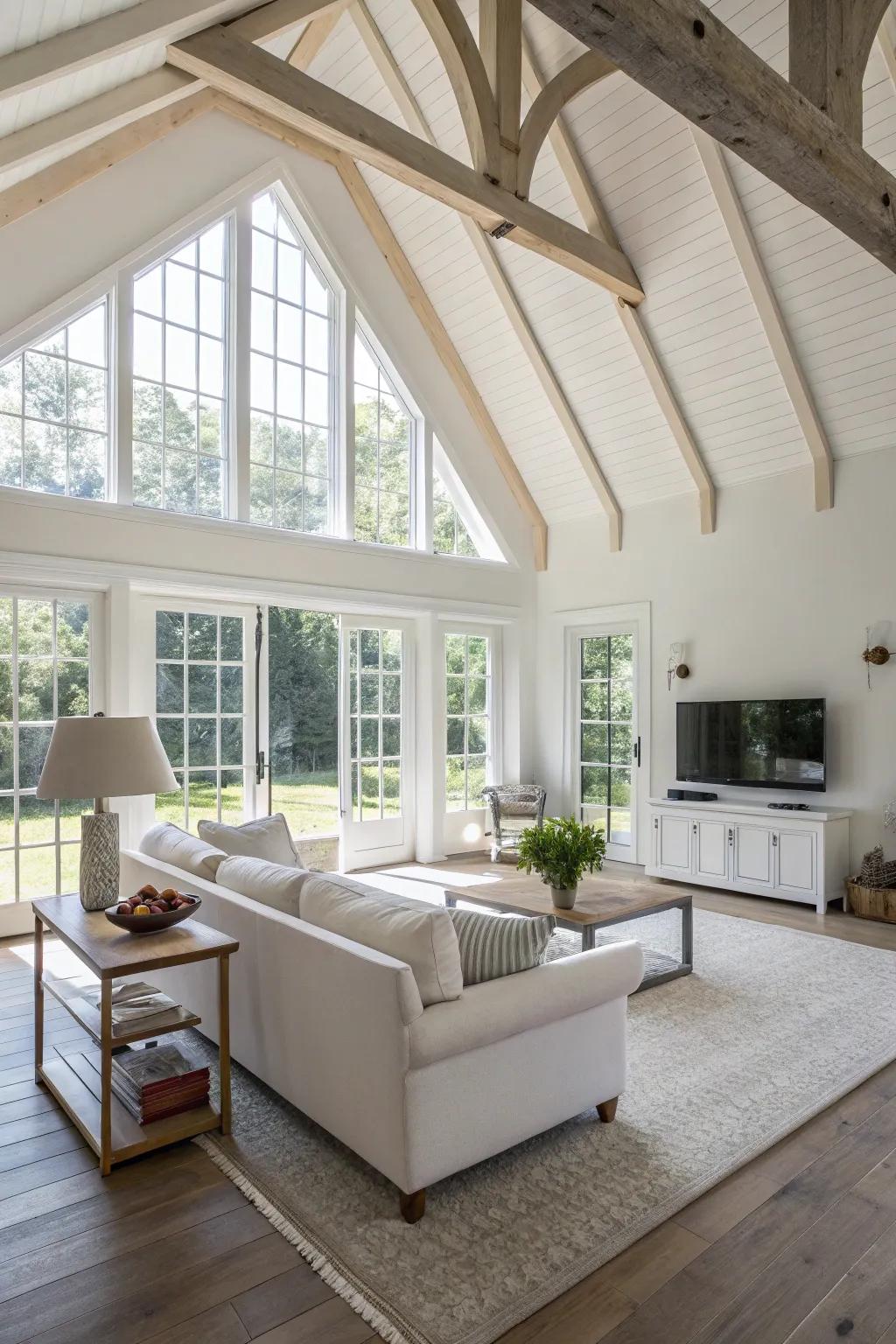 Open layouts keep vaulted ceiling rooms airy and inviting.