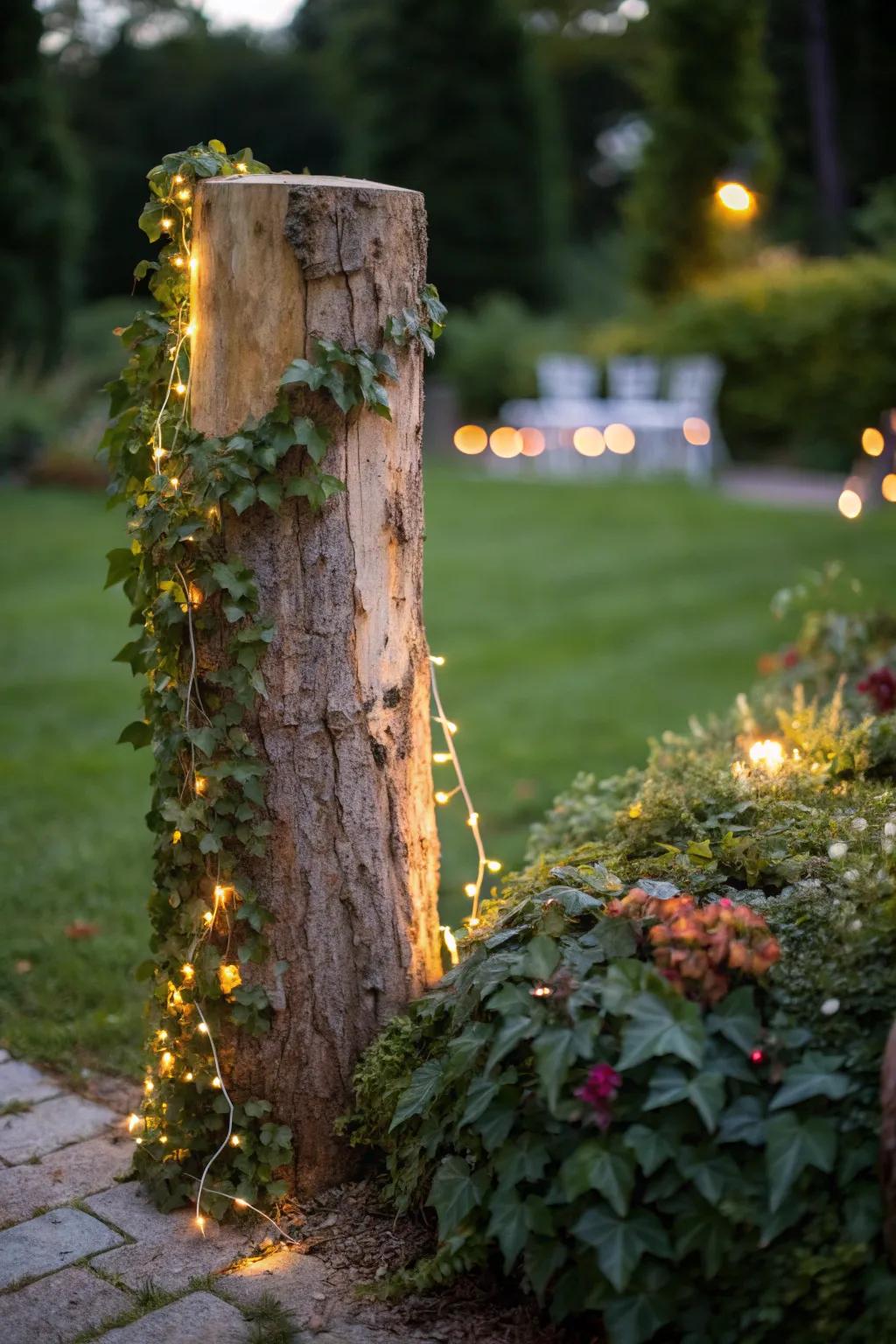Elevate your garden with a stunning vertical log feature.