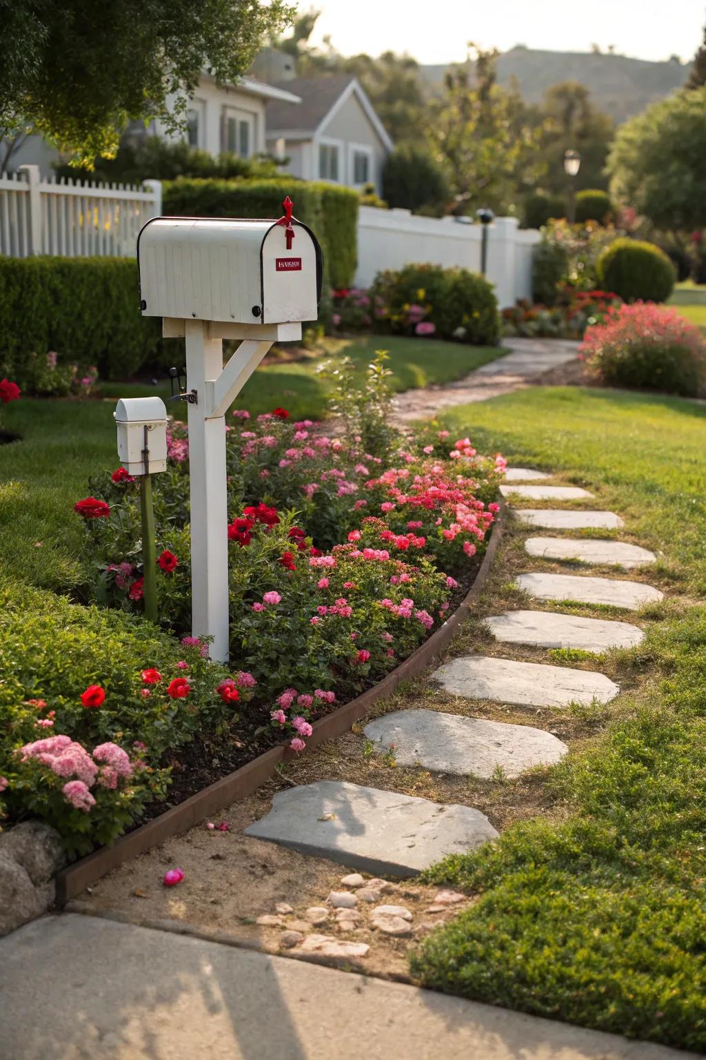 Walkway stones offer charm and simple entry to your mailbox.
