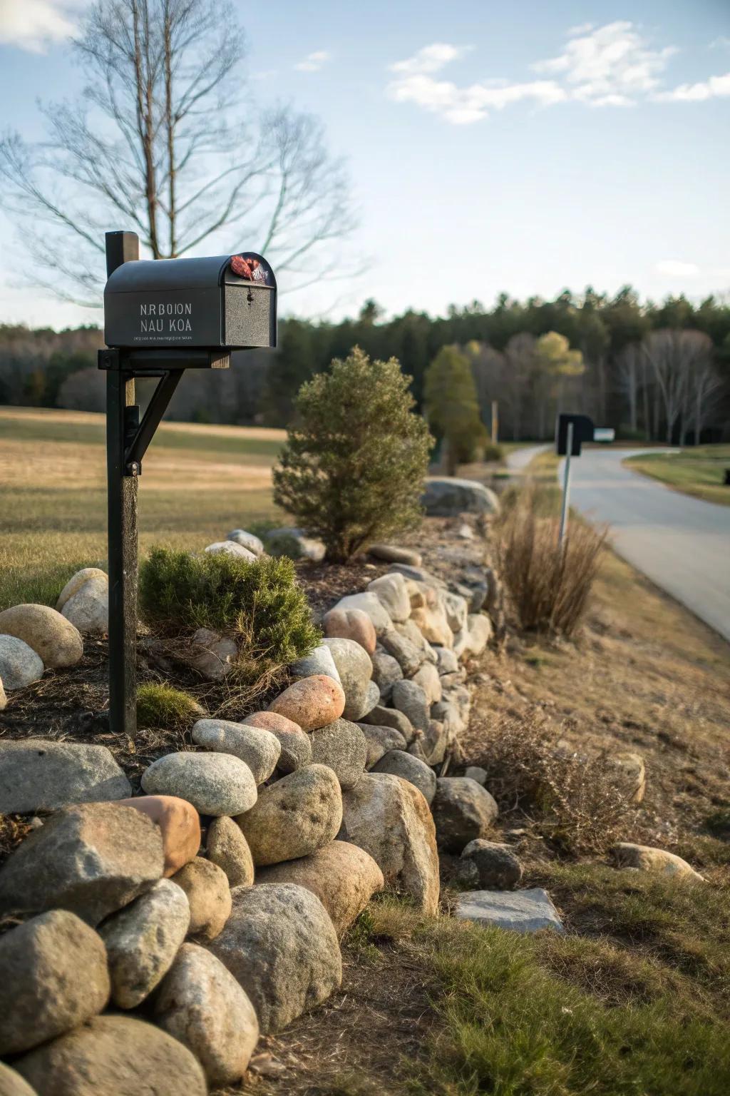 Layered stones append altitude and fascination to your mailbox planting.