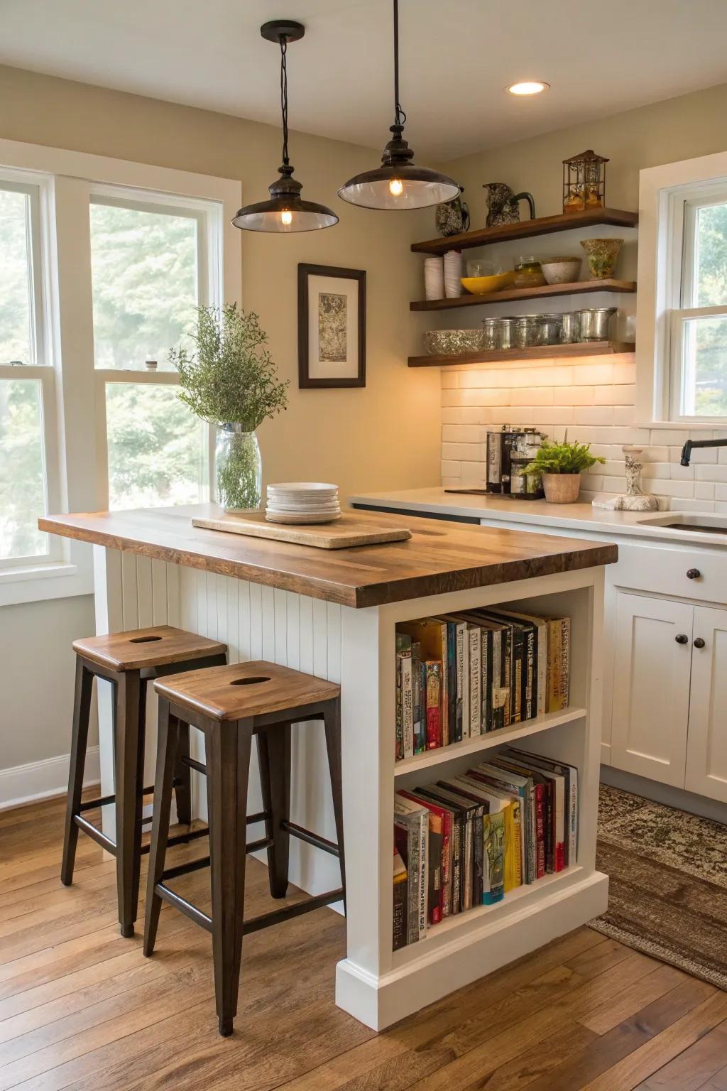 A functional kitchen island elevates style and utility.