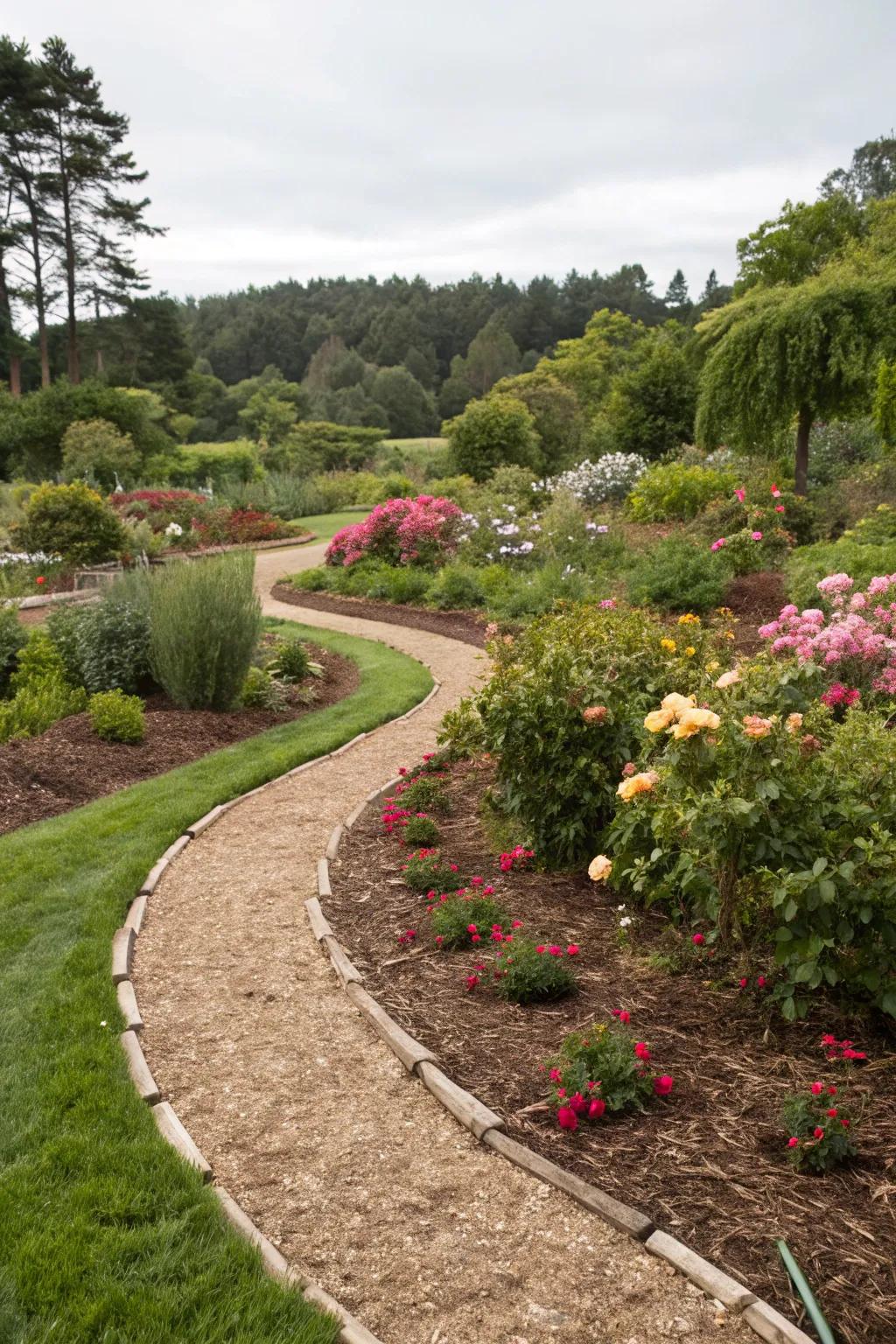 Mulch pathways guide you through the garden.