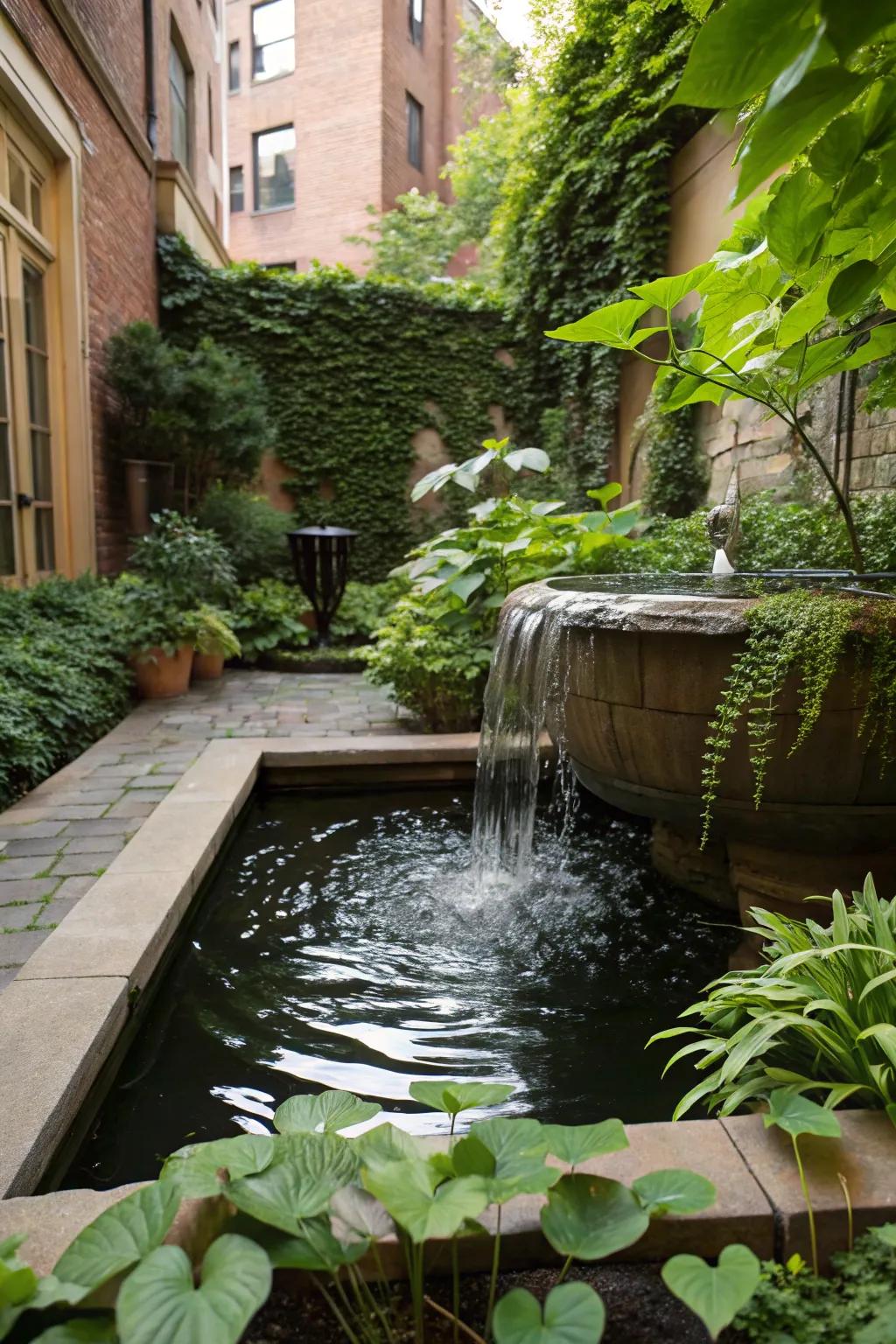 Add tranquility with a soothing water feature.