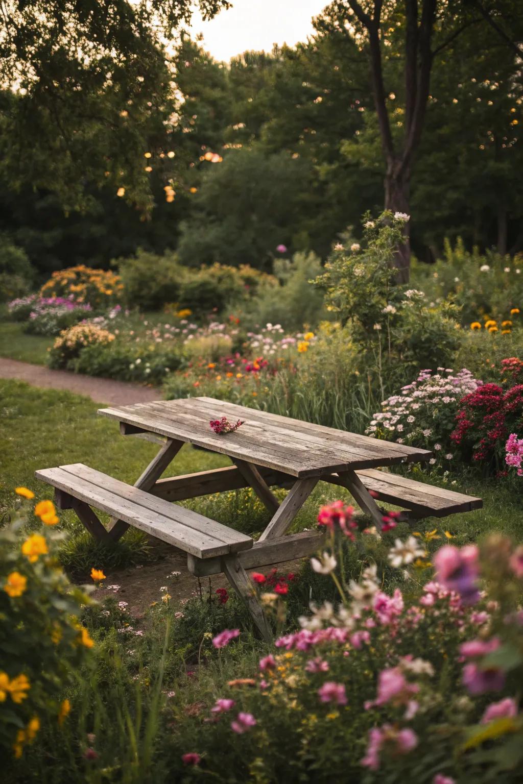 A levitating tabletop adds a modern and airy touch.