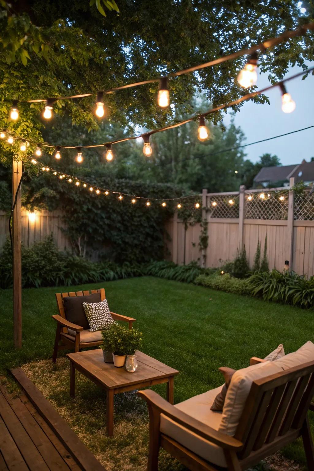 String lights add a magical touch to any outdoor space.