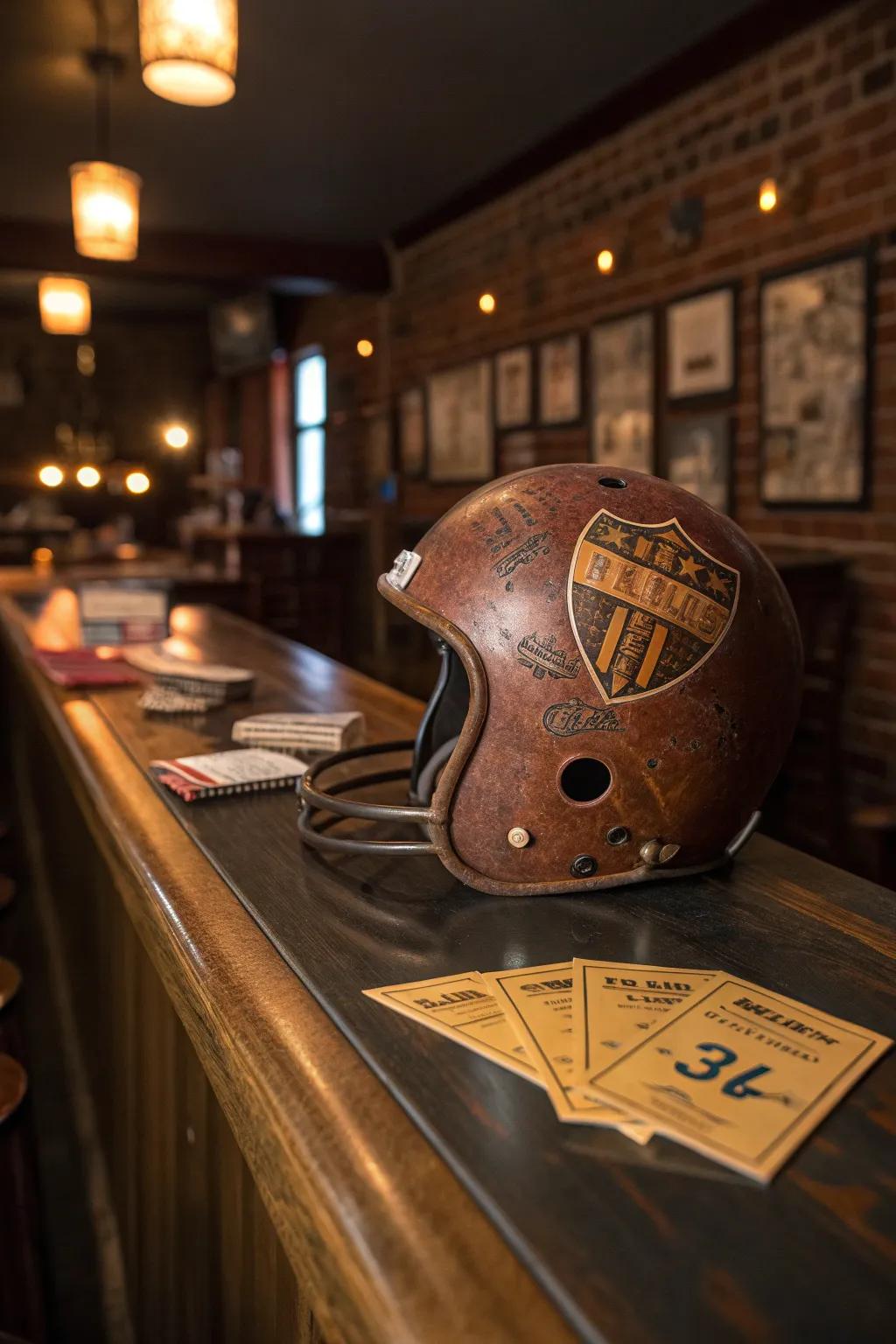 Elevate your sports bar with timeless memorabilia that speaks volumes of your team spirit.