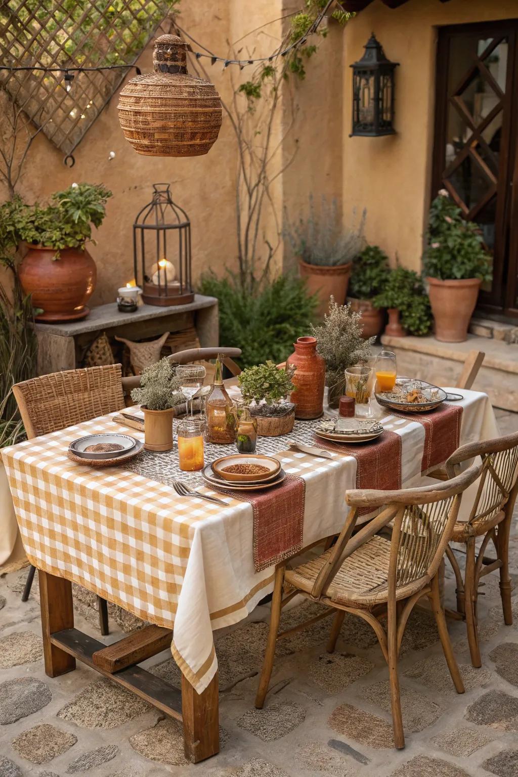 Warm, natural tones craft a snug and inviting Thanksgiving atmosphere.