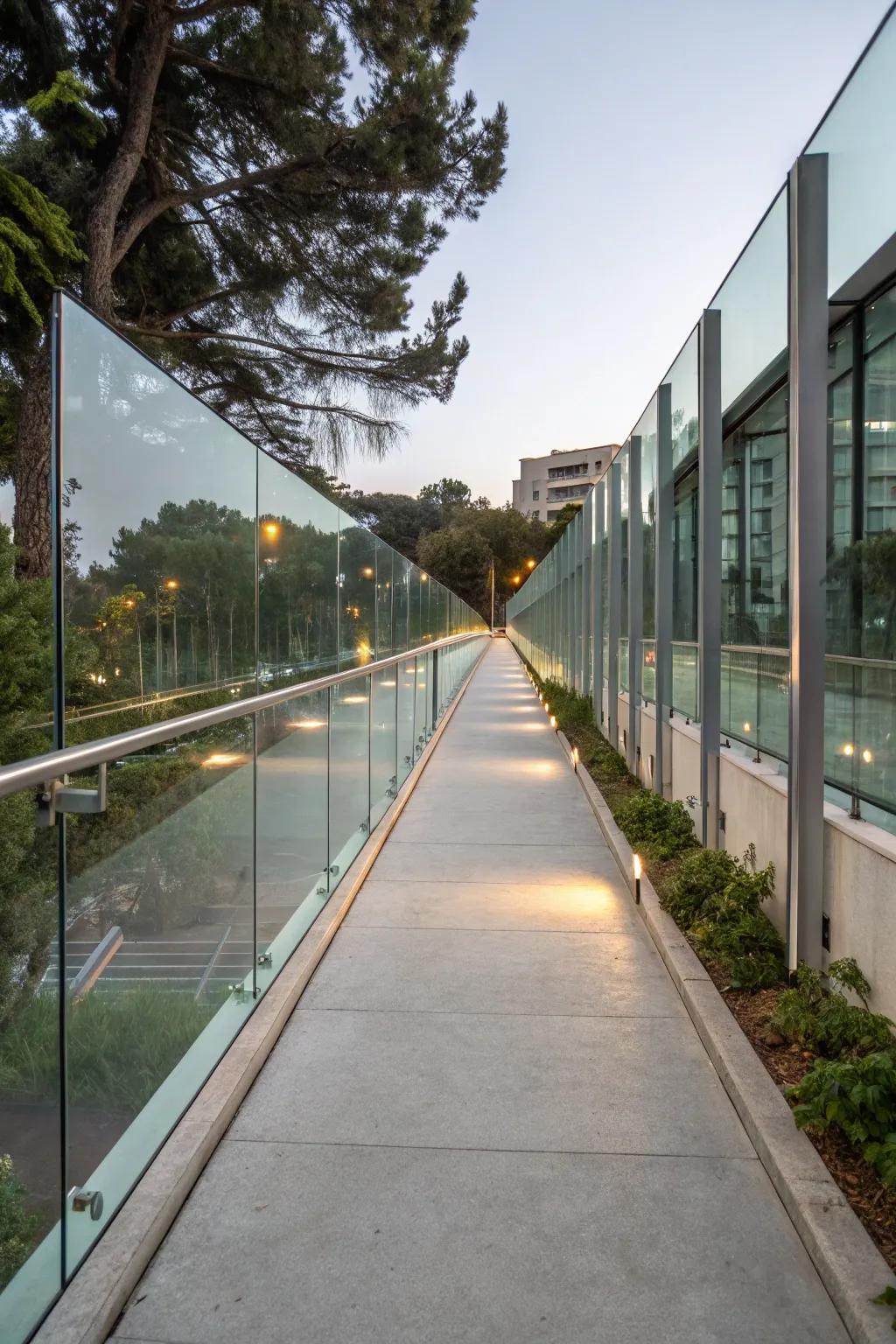 Glass railings offer a sophisticated, unobstructed view.