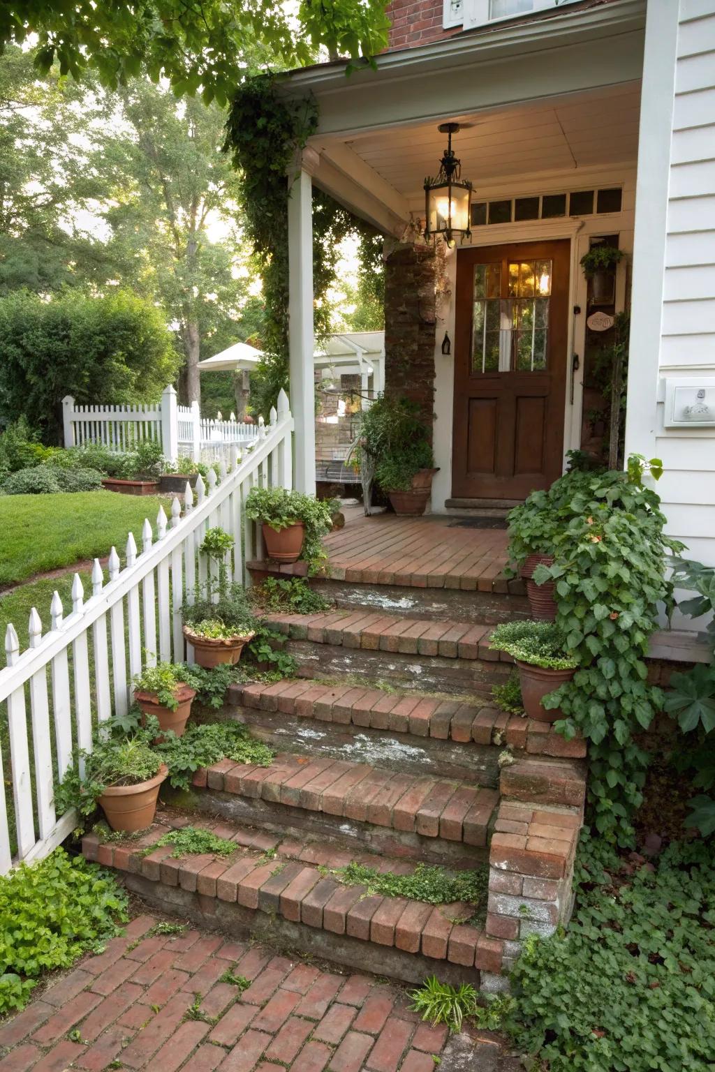 Charming brick steps that add rustic appeal to any home.