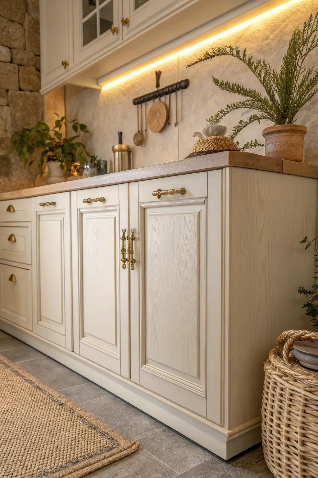 Transform your kitchen with a touch of vintage charm—discover the beauty of creamy off-white cabinets.