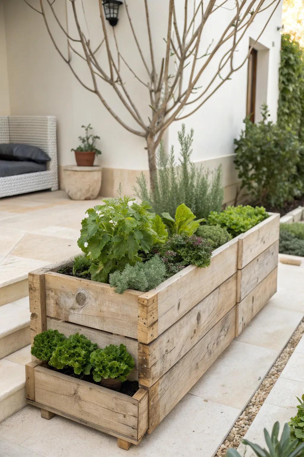 Elevate your garden game with this chic pallet planter box, where rustic charm meets modern simplicity.