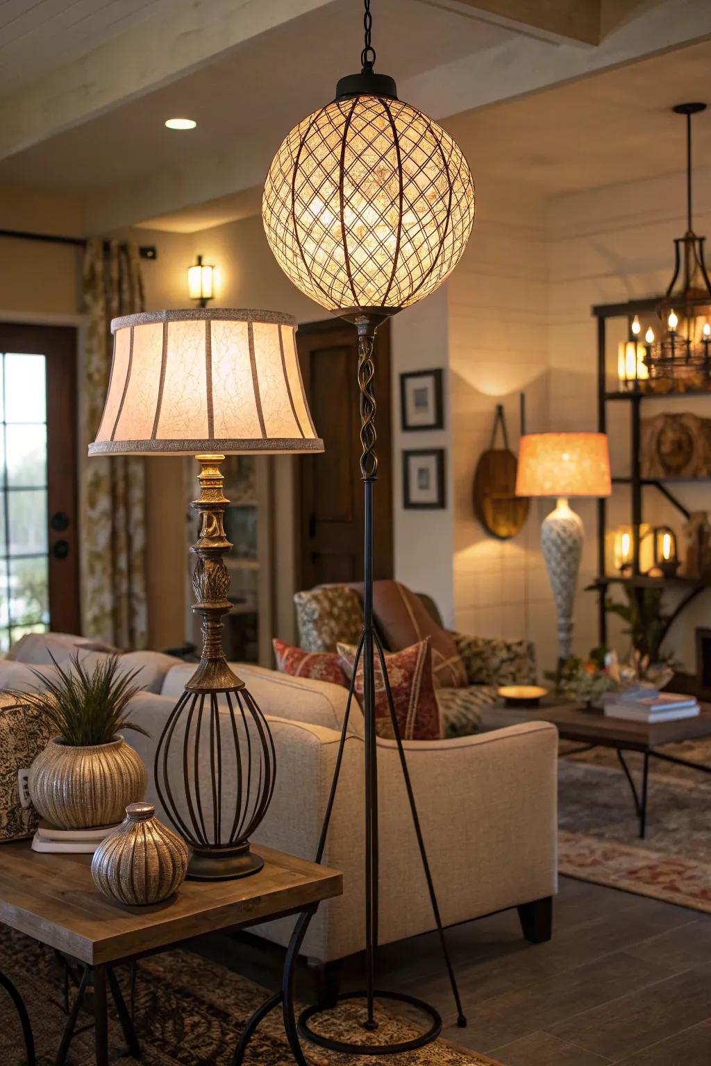 Layered lighting enhancing the ambiance and functionality of the space.