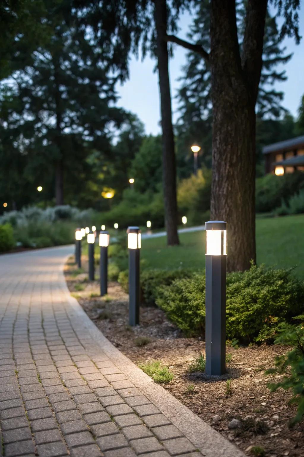 Stylish bollard lights offer a contemporary solution for pathway lighting.