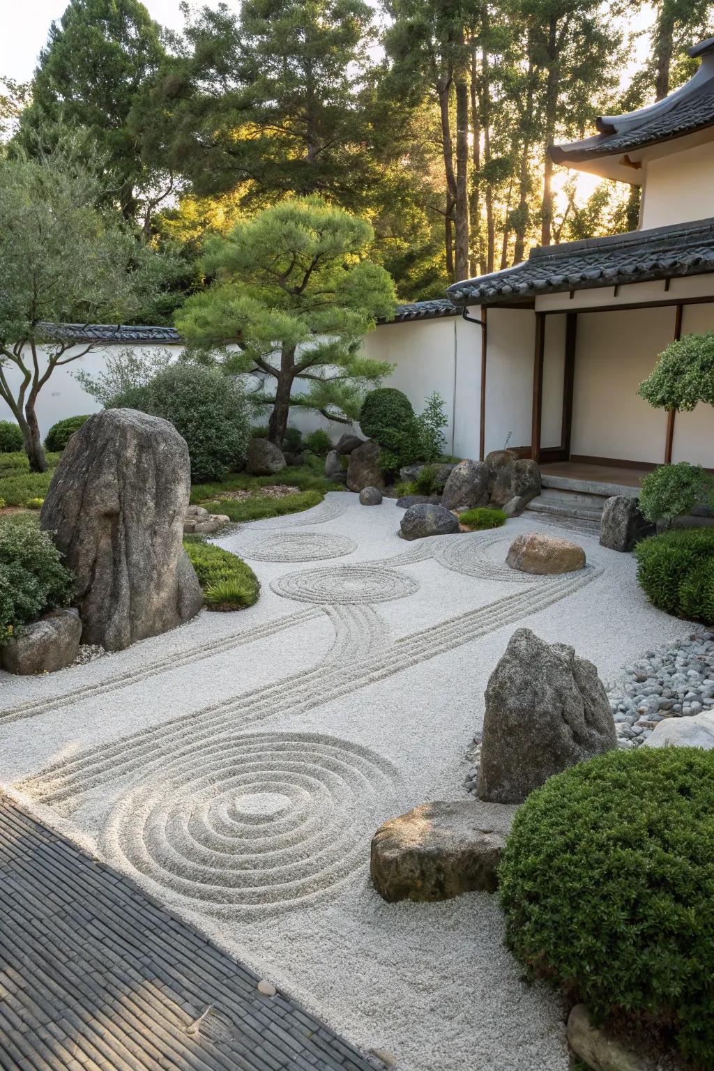 Find serenity in a simple, elegant Zen garden.