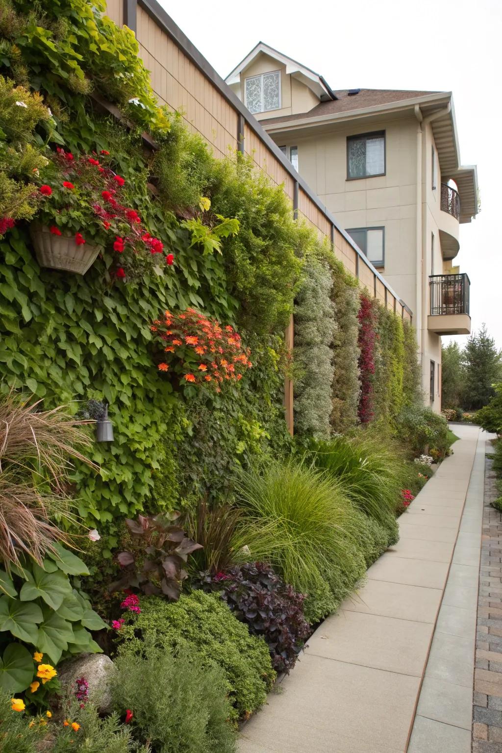 Green walls enhance beauty and air quality.