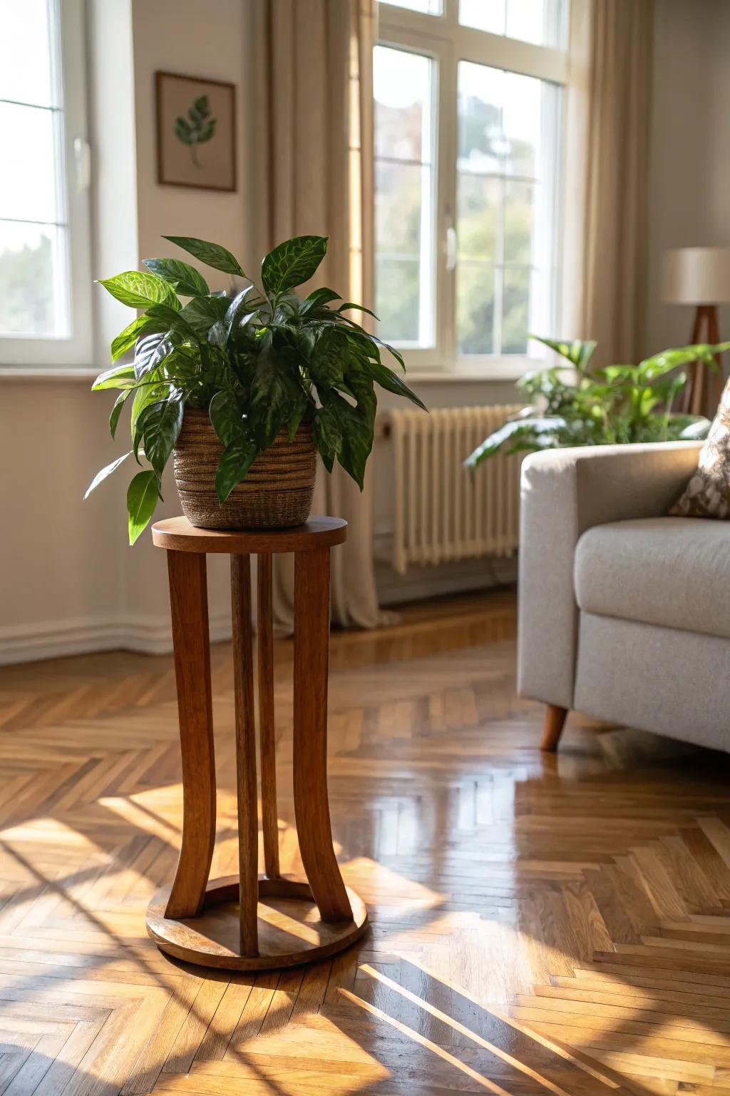 Achieve harmony with decor-integrated plant stands.