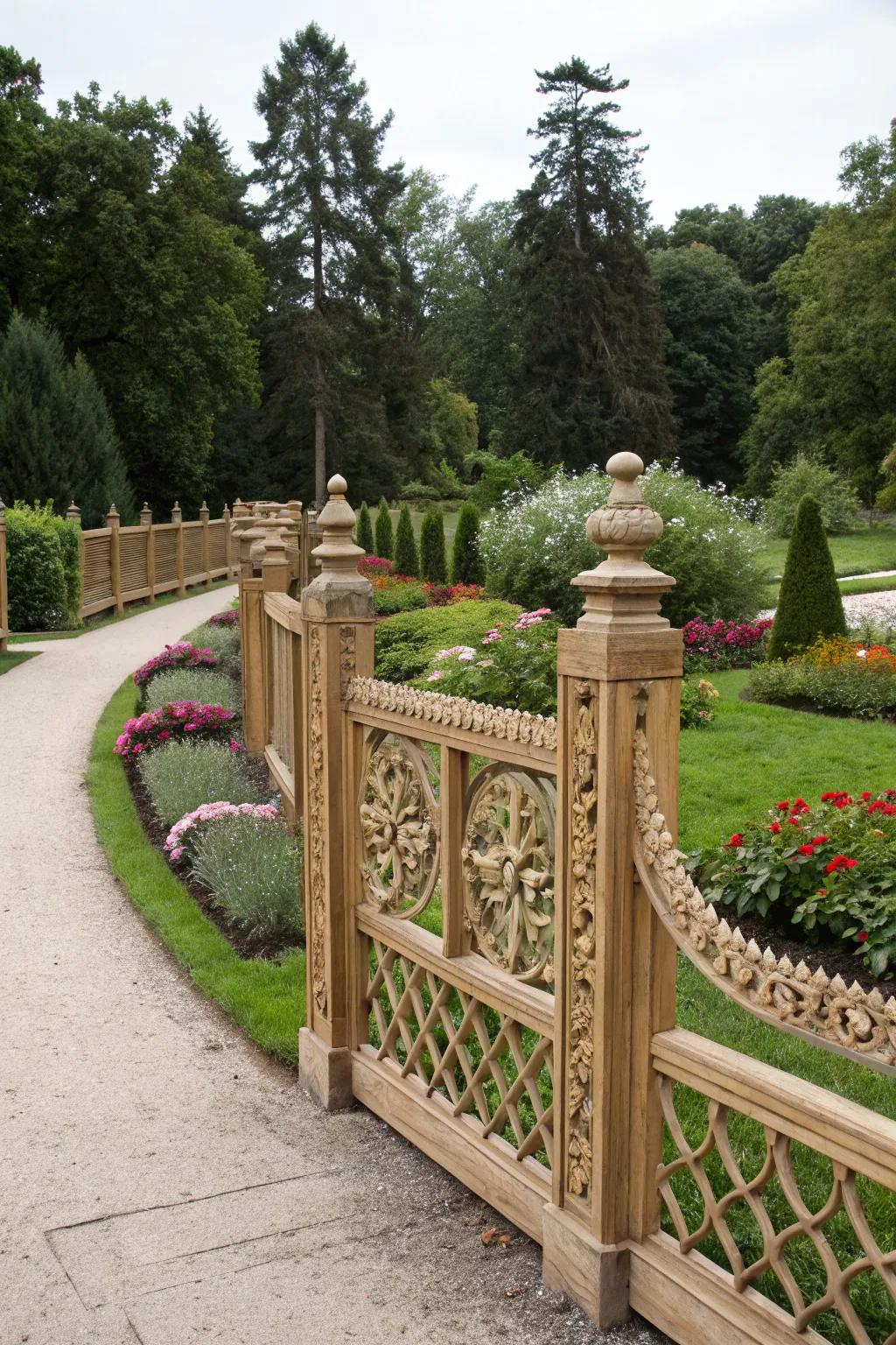 A decorative fence amplifies the beauty of the garden.