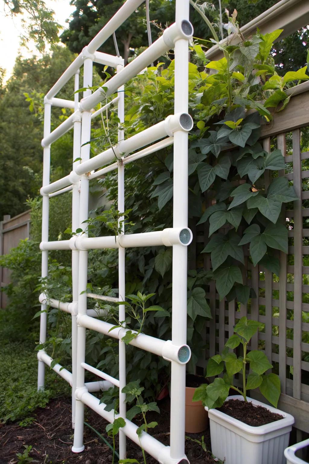 Elevate your garden space with a customizable PVC trellis system—where style meets functionality.