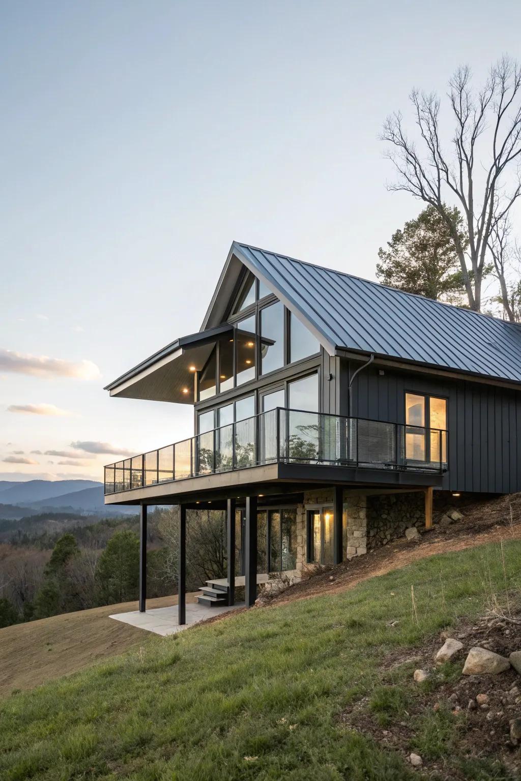 A raised ranch featuring a sleek metal roof for a modern architectural touch.
