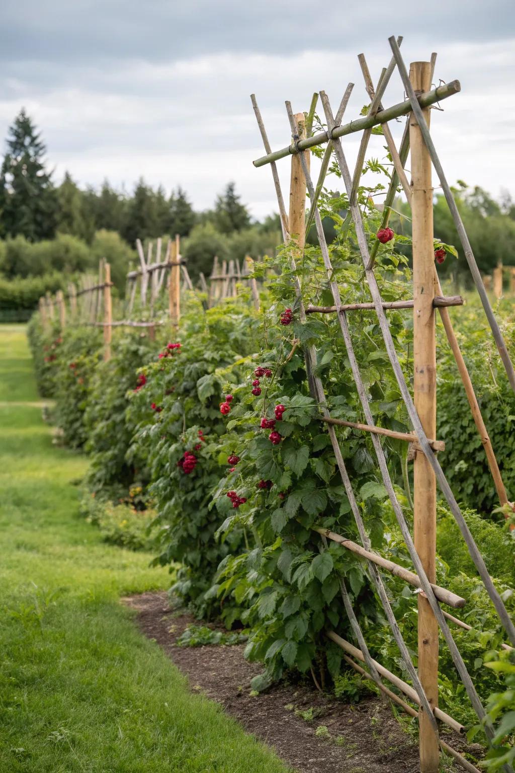 Bamboo trellises provide a sustainable and natural aesthetic to gardens.
