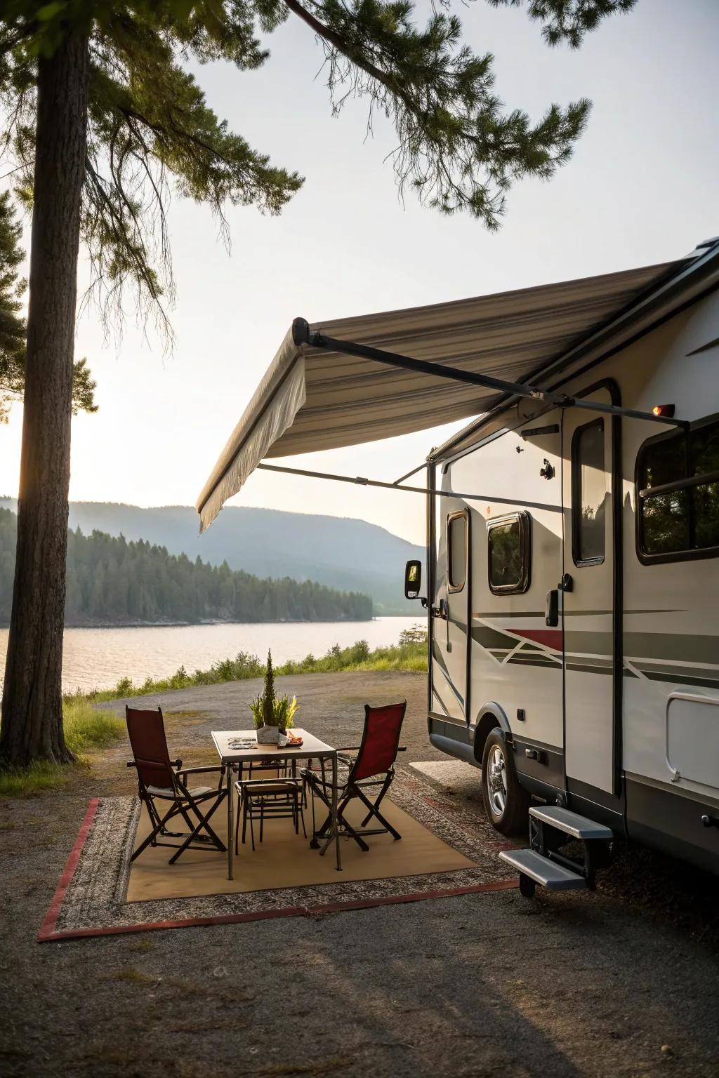 An awning provides shade and amplifies your living space.