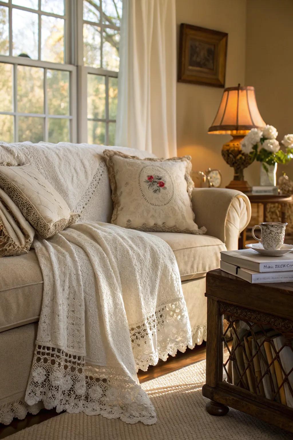 Layered textiles create a cozy and welcoming ambiance.
