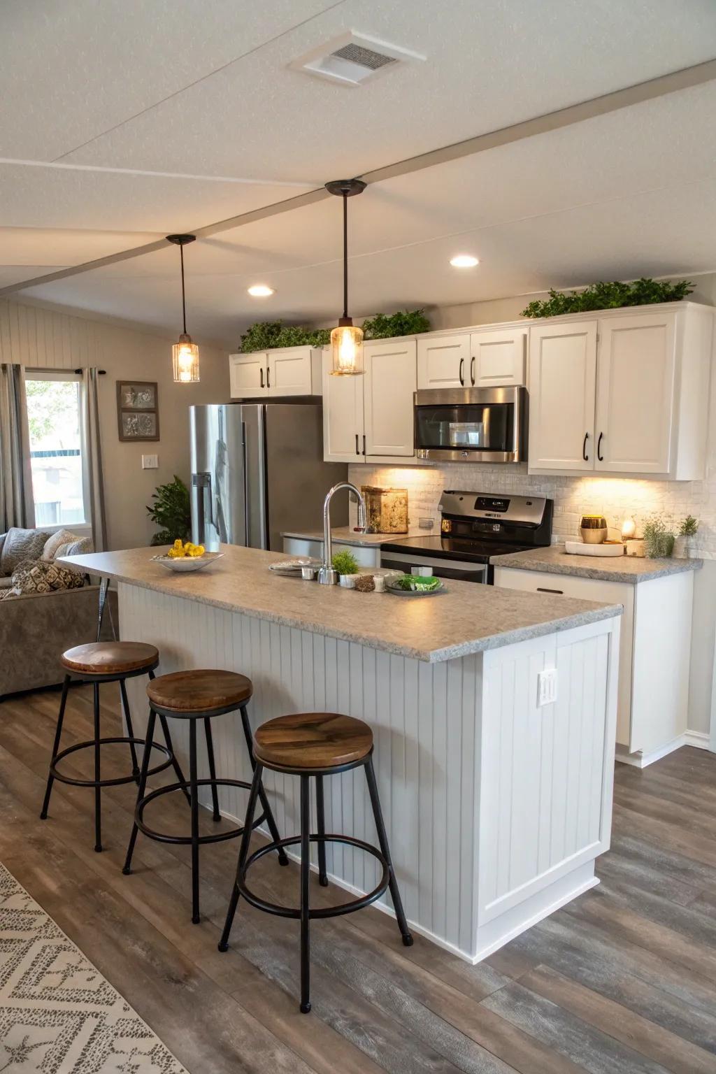 Kitchen islands add versatility and style.