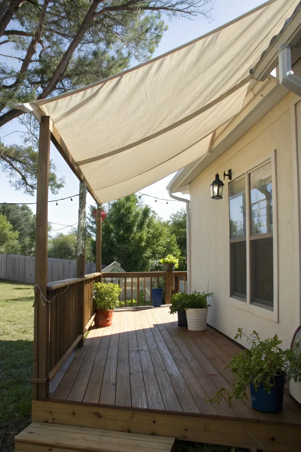 A fabric canopy offers shade and style.
